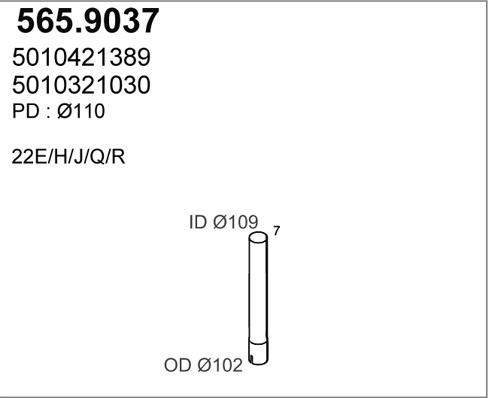 ASSO 565.9037 - Труба вихлопного газу autocars.com.ua