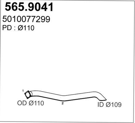 ASSO 565.9041 - Труба вихлопного газу autocars.com.ua