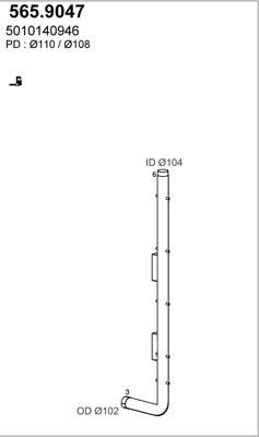 ASSO 565.9047 - Труба вихлопного газу autocars.com.ua