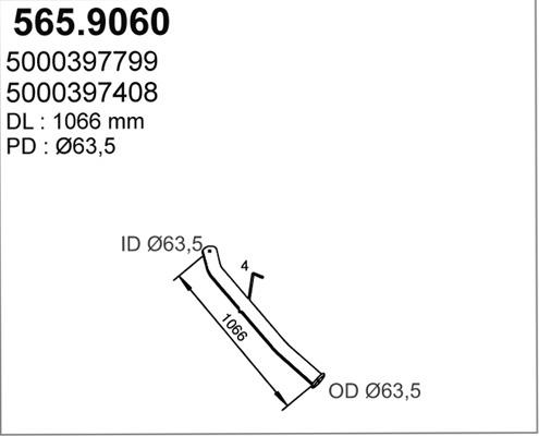 ASSO 565.9060 - Труба вихлопного газу autocars.com.ua