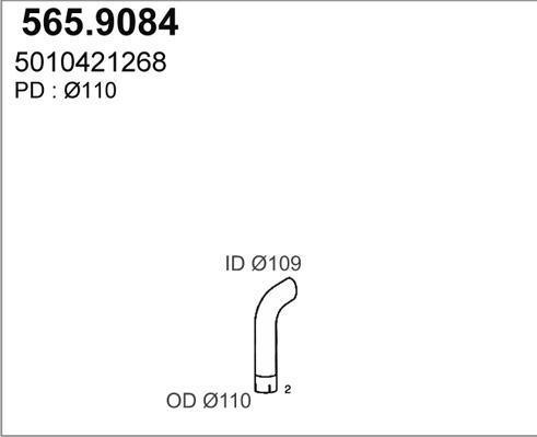 ASSO 565.9084 - Труба вихлопного газу autocars.com.ua