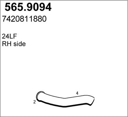 ASSO 565.9094 - Труба вихлопного газу autocars.com.ua