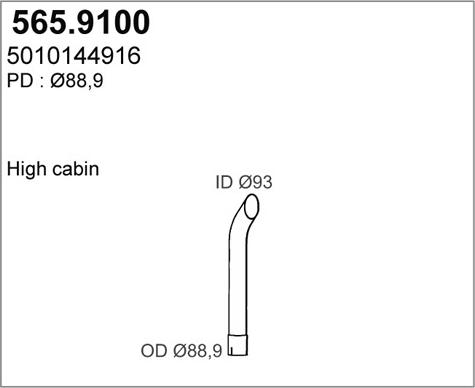 ASSO 565.9100 - Труба вихлопного газу autocars.com.ua