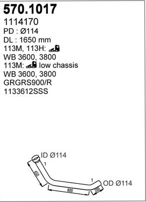 ASSO 570.1017 - Труба вихлопного газу autocars.com.ua