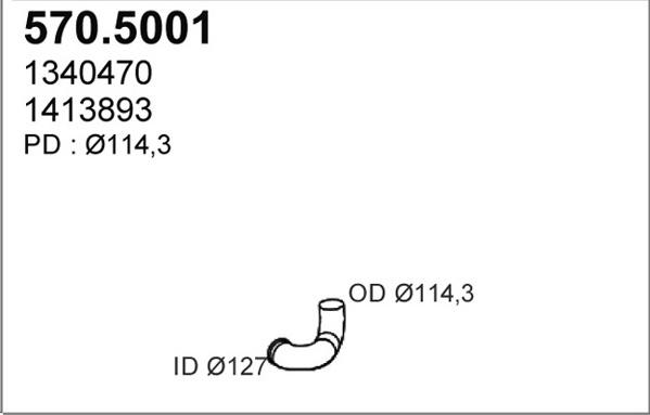 ASSO 570.5001 - Труба вихлопного газу autocars.com.ua