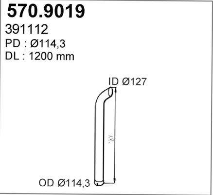 ASSO 570.9019 - Труба вихлопного газу autocars.com.ua