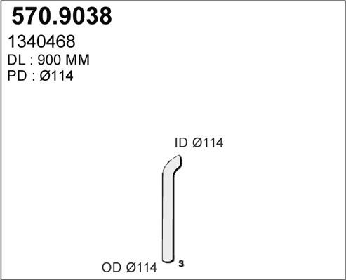 ASSO 570.9038 - Труба вихлопного газу autocars.com.ua