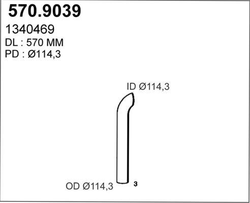 ASSO 570.9039 - Труба вихлопного газу autocars.com.ua