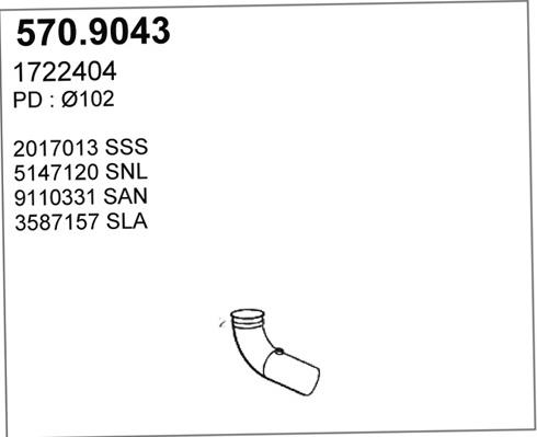 ASSO 570.9043 - Труба вихлопного газу autocars.com.ua