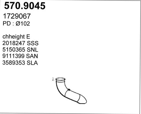 ASSO 570.9045 - Труба вихлопного газу autocars.com.ua
