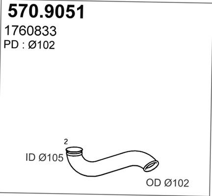 ASSO 570.9051 - Труба вихлопного газу autocars.com.ua