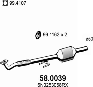 ASSO 58.0039 - Каталізатор autocars.com.ua