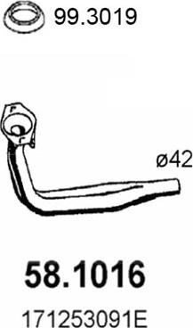 ASSO 58.1016 - Труба вихлопного газу autocars.com.ua
