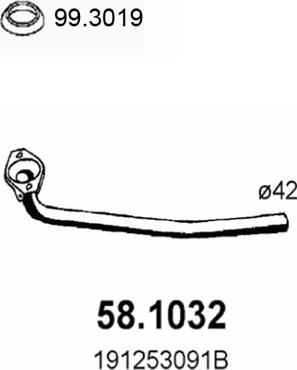 ASSO 58.1032 - Труба вихлопного газу autocars.com.ua