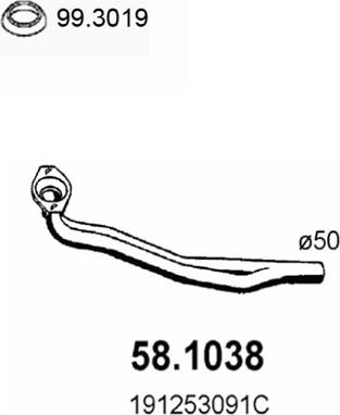 ASSO 58.1038 - Труба вихлопного газу autocars.com.ua