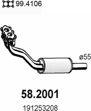 ASSO 58.2001 - Предглушітель вихлопних газів autocars.com.ua