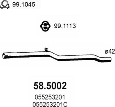 ASSO 58.5002 - Труба вихлопного газу autocars.com.ua