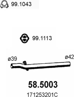 ASSO 58.5003 - Труба вихлопного газу autocars.com.ua