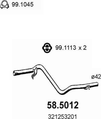 ASSO 58.5012 - Труба вихлопного газу autocars.com.ua