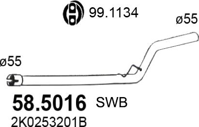 ASSO 58.5016 - Труба вихлопного газу autocars.com.ua