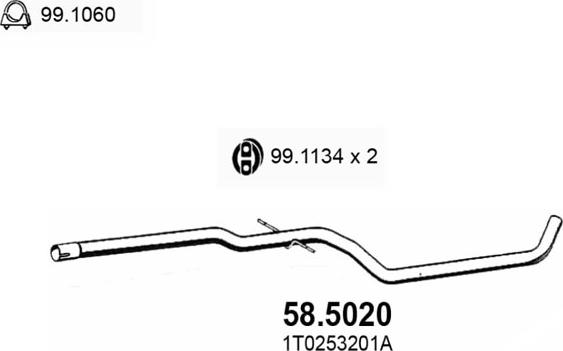 ASSO 58.5020 - Труба вихлопного газу autocars.com.ua