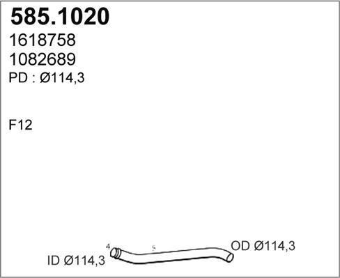 ASSO 585.1020 - Труба вихлопного газу autocars.com.ua