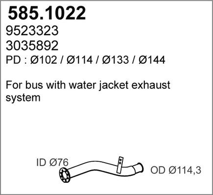ASSO 585.1022 - Труба вихлопного газу autocars.com.ua