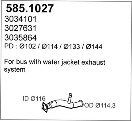 ASSO 585.1027 - Труба вихлопного газу autocars.com.ua