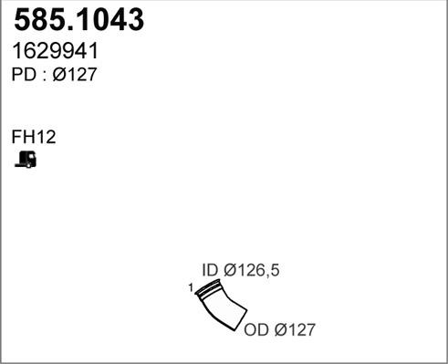 ASSO 585.1043 - Труба вихлопного газу autocars.com.ua