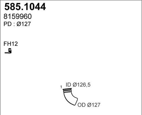 ASSO 585.1044 - Труба вихлопного газу autocars.com.ua