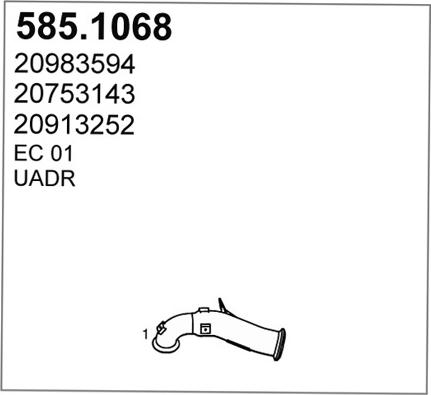 ASSO 585.1068 - Труба вихлопного газу autocars.com.ua