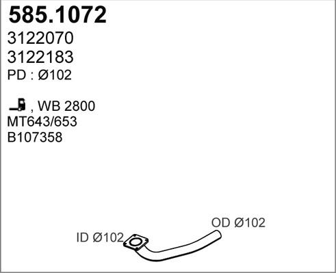 ASSO 585.1072 - Труба вихлопного газу autocars.com.ua