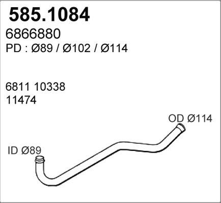 ASSO 585.1084 - Труба вихлопного газу autocars.com.ua