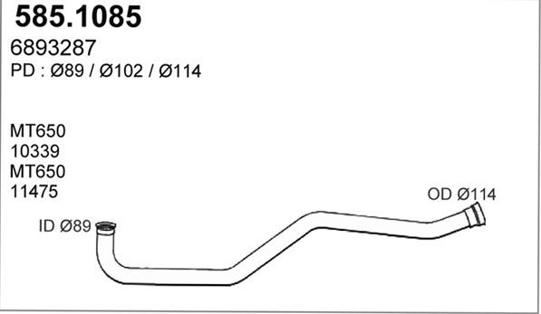 ASSO 585.1085 - Труба вихлопного газу autocars.com.ua
