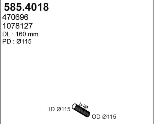 ASSO 585.4018 - Гофрована труба вихлопна система autocars.com.ua