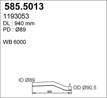 ASSO 585.5013 - Труба вихлопного газу autocars.com.ua