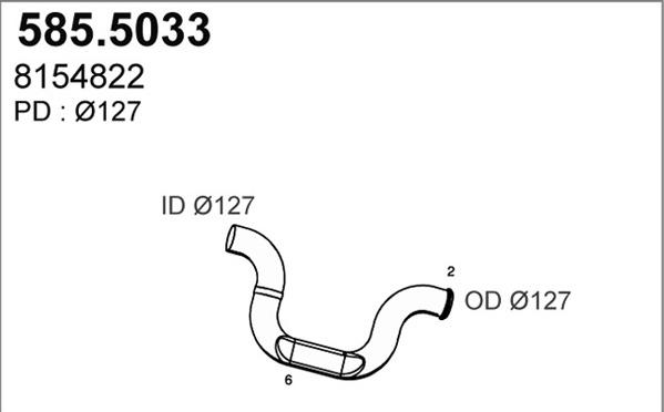 ASSO 585.5033 - Труба выхлопного газа avtokuzovplus.com.ua