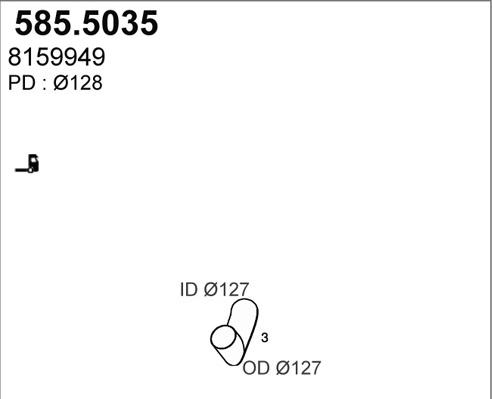 ASSO 585.5035 - Труба вихлопного газу autocars.com.ua