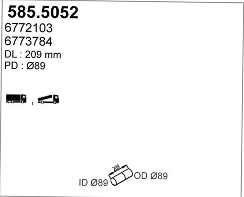 ASSO 585.5052 - Труба вихлопного газу autocars.com.ua