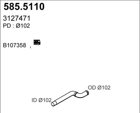 ASSO 585.5110 - Труба вихлопного газу autocars.com.ua