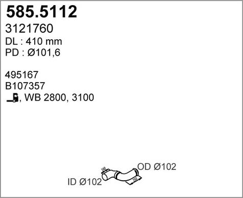 ASSO 585.5112 - Труба вихлопного газу autocars.com.ua
