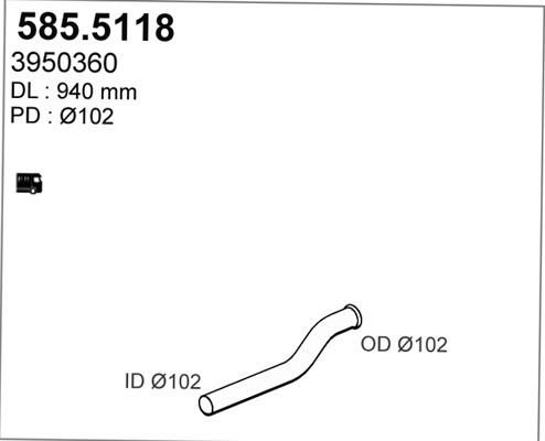 ASSO 585.5118 - Труба вихлопного газу autocars.com.ua