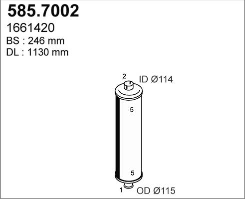 ASSO 585.7002 - Середній / кінцевий глушник ОГ autocars.com.ua