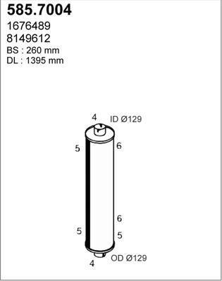 ASSO 585.7007 - Середній / кінцевий глушник ОГ autocars.com.ua
