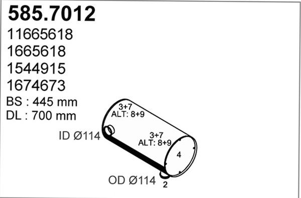ASSO 585.7012 - Середній / кінцевий глушник ОГ autocars.com.ua
