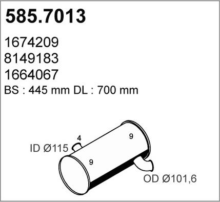 ASSO 585.7013 - Середній / кінцевий глушник ОГ autocars.com.ua