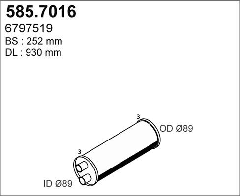 ASSO 585.7016 - Середній / кінцевий глушник ОГ autocars.com.ua