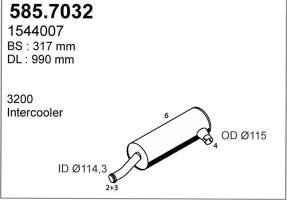 ASSO 585.7032 - Середній / кінцевий глушник ОГ autocars.com.ua
