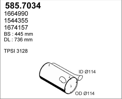 ASSO 585.7034 - Середній / кінцевий глушник ОГ autocars.com.ua