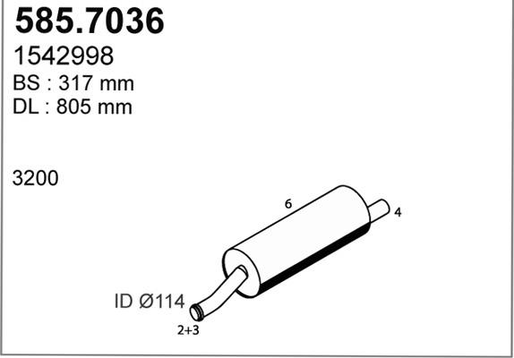 ASSO 585.7036 - Середній / кінцевий глушник ОГ autocars.com.ua